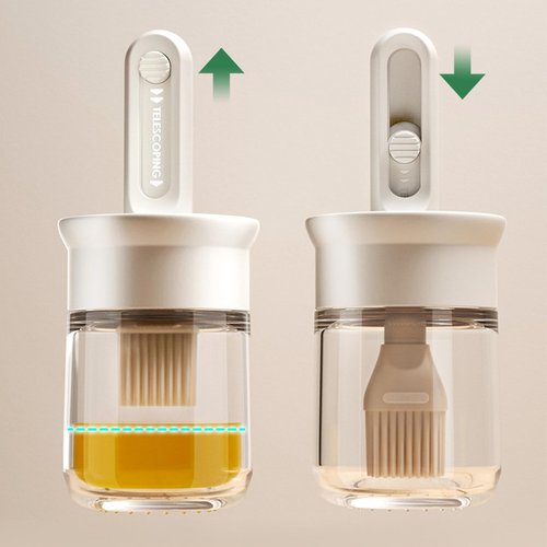 Oil Dispenser with Brush, Kitchen Cooking Oil Brush, 2 IN 1 Oil Dispenser Bottle with Silicone Basting Brush, for Cooking Vinegar Sauce BBQ Grill Frying(2 Pcs)