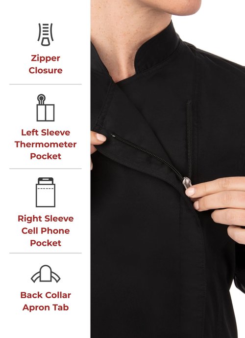 Chef Works Women's Hartford Chef Coat, Black, XX-Large