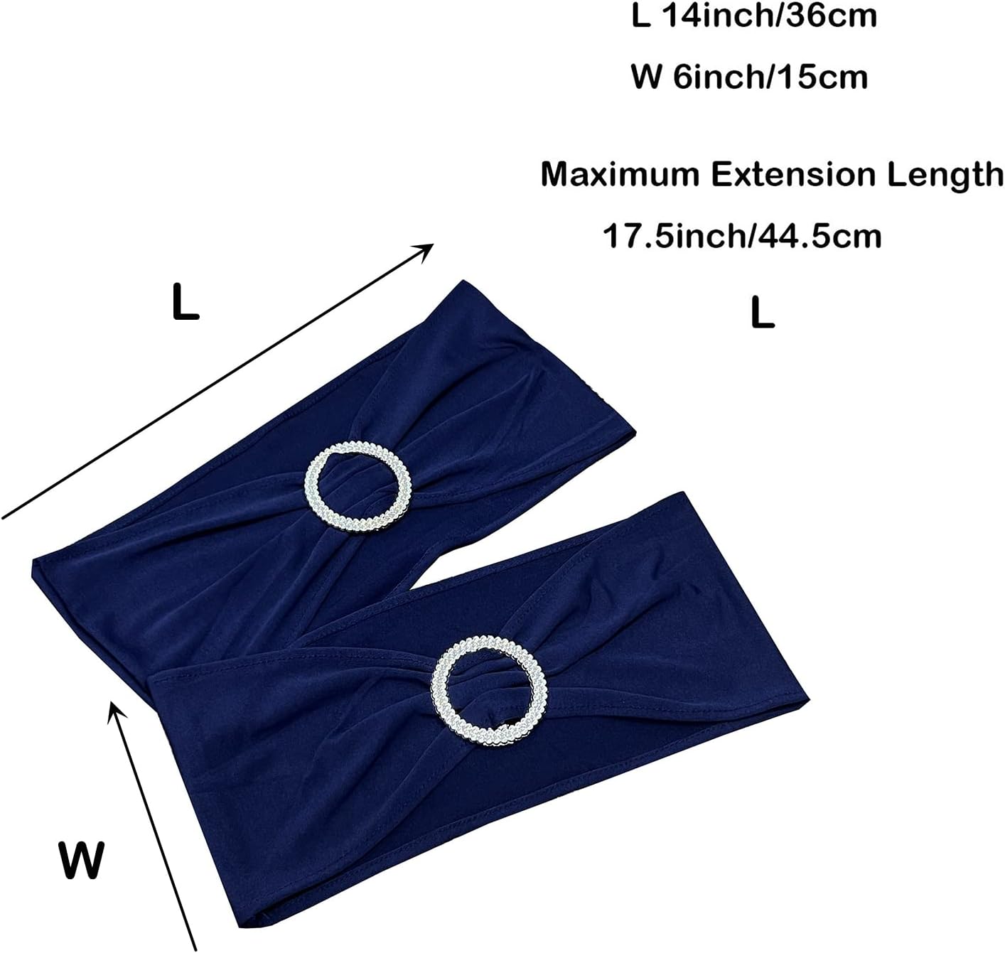 Spandex Chair Sashes by [Brand Name] - 50PCS Stretch Ties with Buckle Slider for Navy Blue Wedding Decor
