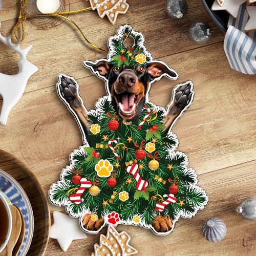 Doberman Christmas Ornament 2026 – Doberman Pinscher Xmas Tree Acrylic (Variation: Doberman Pinscher Xmas Tree)