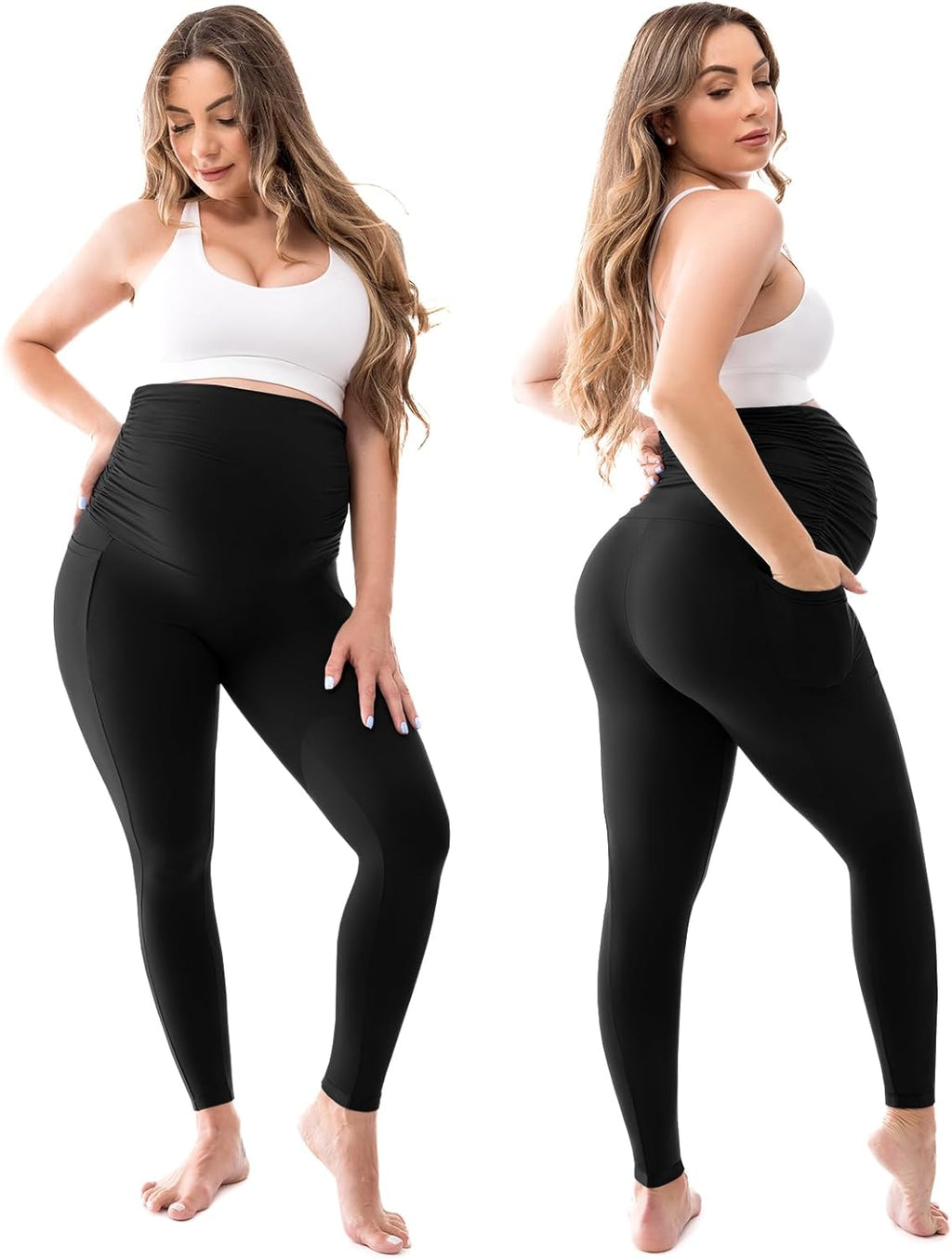 Walifrey Women's Maternity Leggings - Over The Belly Design with Pockets | Comfortable Yoga Pants