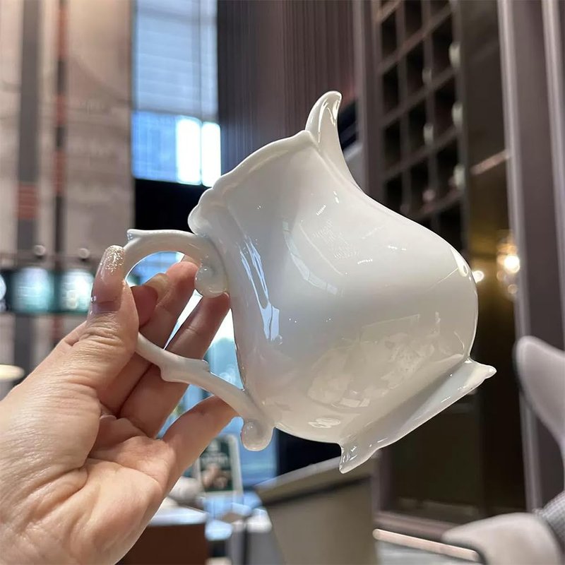 WAIT FLY Vintage Embossed Ceramic Creamer and Sugar Bowl Set, Cream Pitcher, Sugar Bowl with Lid, Coffee Serving Set-White-Creamer Bowl Set
