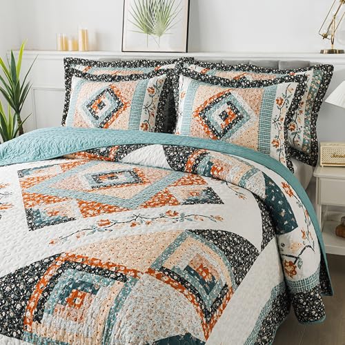 BEDIFANY Floral King Quilt Set - 3-Piece Lightweight Bedspread Coverlet