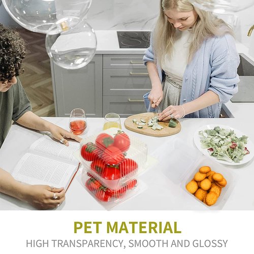 WAQIAGO 200 PCS 5x5 Inch Plastic Clamshell Take Out Tray,Disposable Sturdy Hinged LoafContainers,to go containers 56XU016V07EL04QFI7OP 0