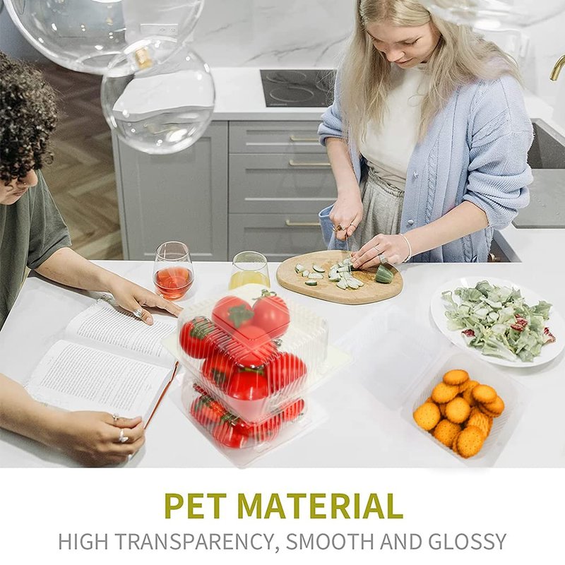 WAQIAGO 200 PCS 5x5 Inch Plastic Clamshell Take Out Tray,Disposable Sturdy Hinged LoafContainers,to go containers 56XU016V07EL04QFI7OP 0