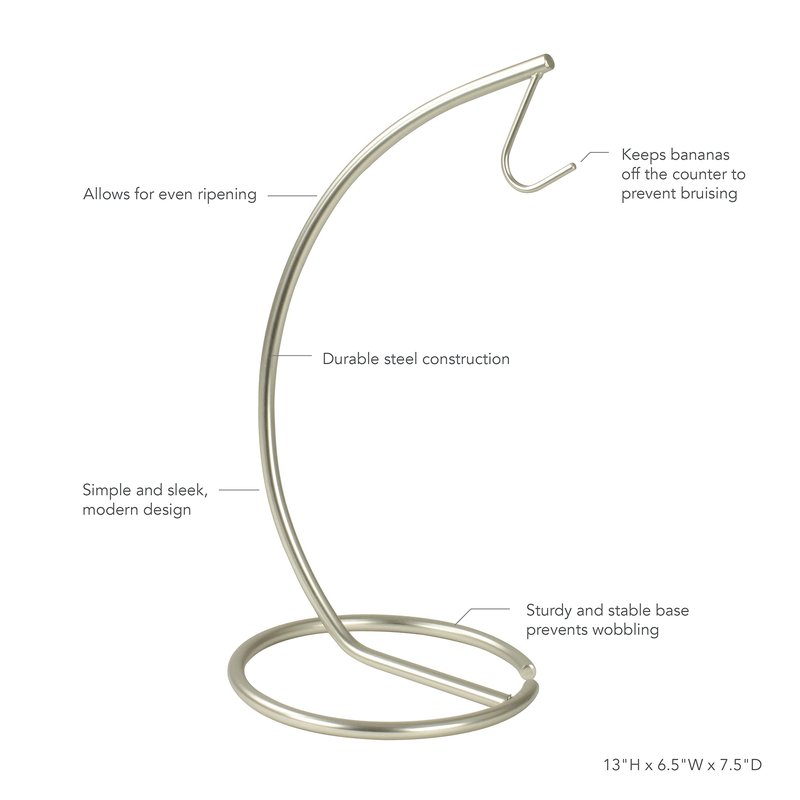 Spectrum Diversified Euro Banana Holder, Countertop Fruit Tree, Sturdy Steel Banana Hanger & Soft Pretzel Display for Home or Bar, Countertop Food Storage, Satin Nickel (42978)