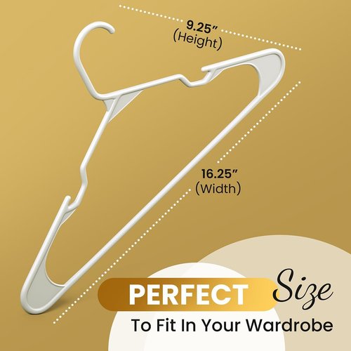Modern Space 100-Pack Adult Plastic Hangers - Sturdy & Durable Design for Shirts, Pants, Coats, & More - White