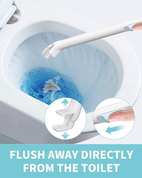 AIR U+ Disposable Toilet Brush Wand - Wall Mount Cleaning System with 24 Flushable Refills & Caddy