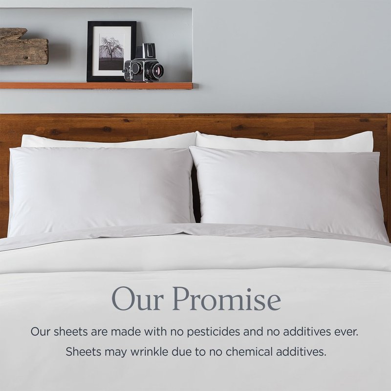 Ella Jayne Percale Sheets Full (4 Pieces) Permium 100% Cotton Percale TC300, Hotel Luxury Collection, Deep Pockets and Cooling Cotton Percale Sheets Full (Light Grey)