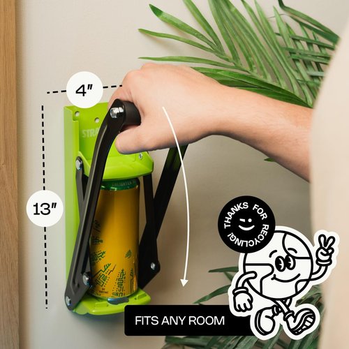 Can Crushers - Wall Mounted Aluminum Can Smasher - Ideal for Garbage Can and Recycling Bin - Outdoor Bar Accessories Must-Have - Home Improvement Essential - Efficient Can Crusher by Strawn (Green)