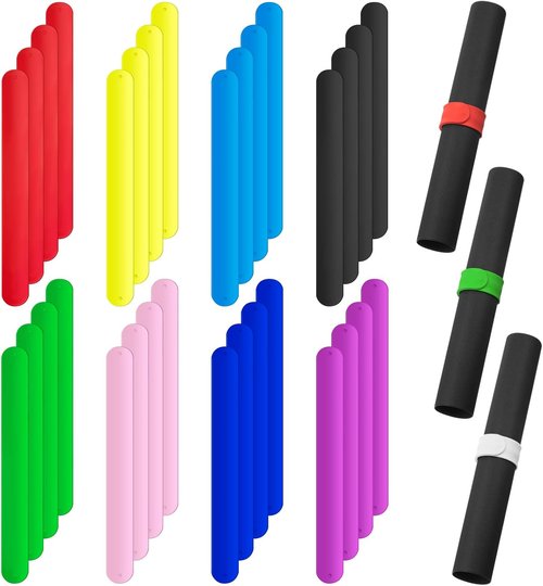 Leyndo Wrapping Paper Roll Holder Clips - 32 Pcs Silicone-Covered Metal Strips | 1 x 9 in Gift Wrap Organizer