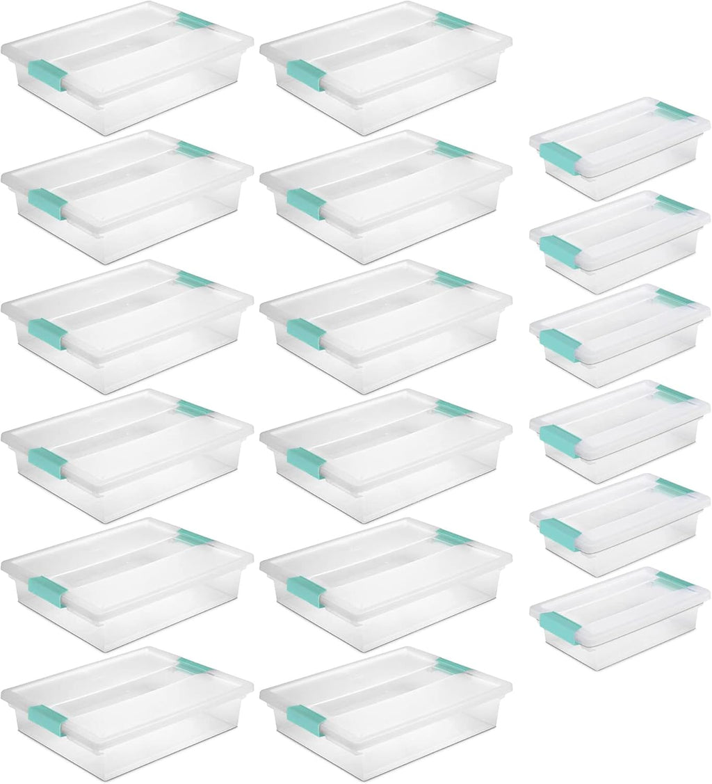 Sterilite Large & Small Clip Plastic Storage Organizer Bins - 12 Pack & 6 Pack Options
