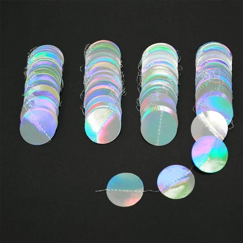 Cheerland Iridescent Party Decorations - Holographic Circle Garlands for Disco Theme Events | Perfect for Birthdays & Graduations