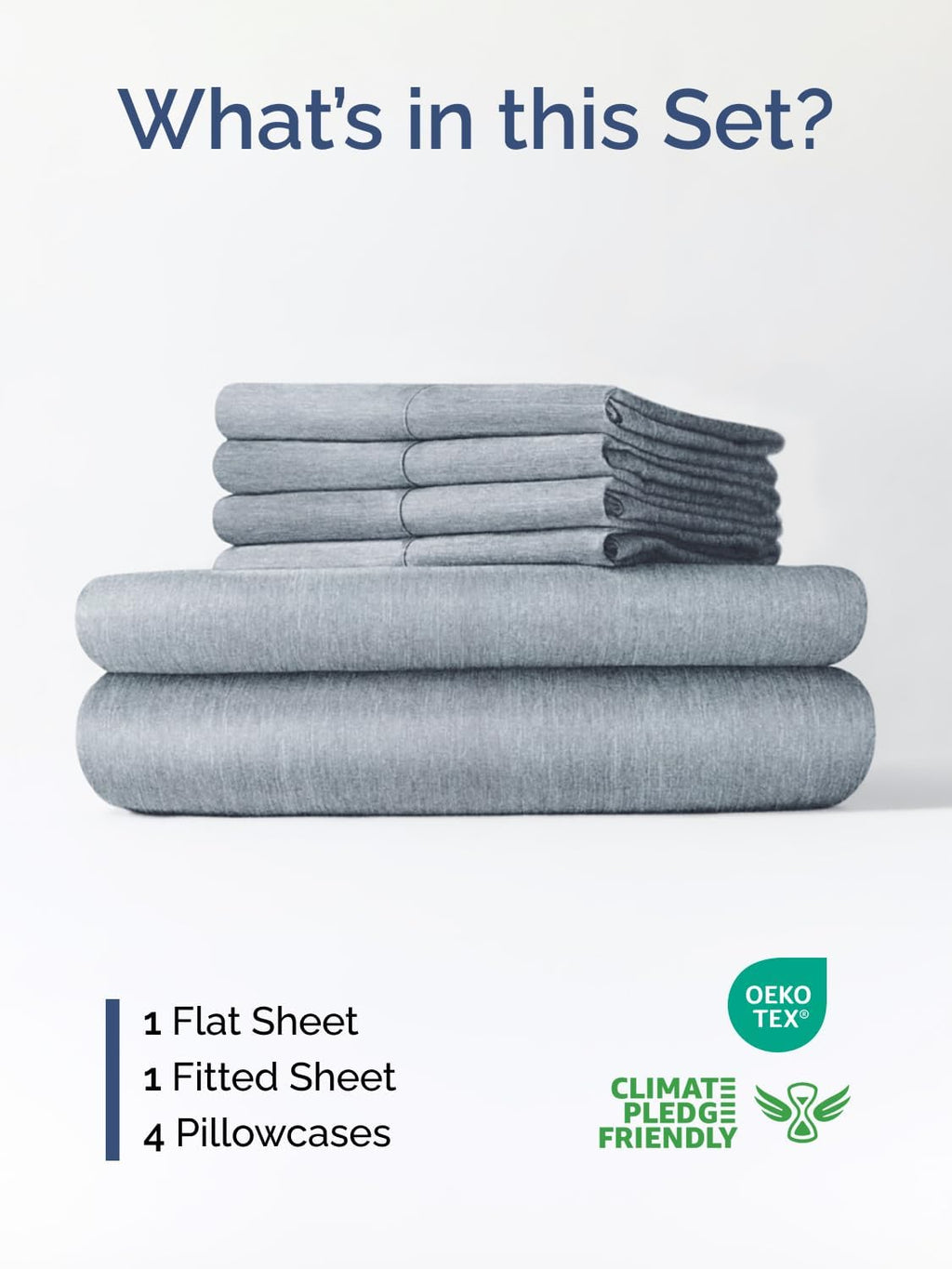 Skiennix Extra Deep Full Sheet Set - 6 Piece Breathable Cooling Sheets - Hotel Luxury Bedding - Soft Wrinkle-Free Heathered Blue