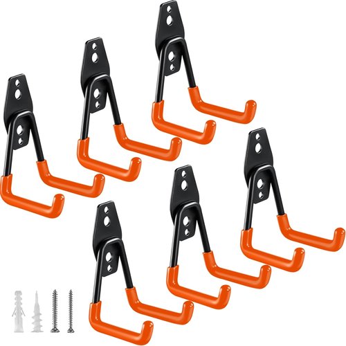 HUPBIPY Heavy Duty Garage Hooks - 6 Pack Small U-Shaped Hangers for Tools & Bulk Item Storage