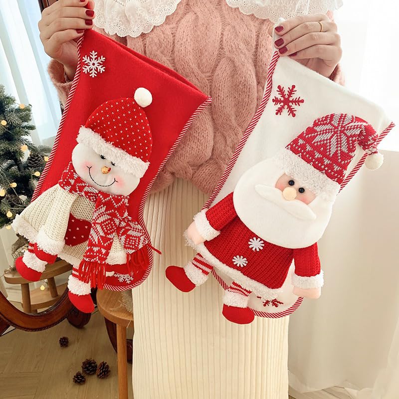 NISEVAN Santa Claus Large Christmas Stocking 18 Inch Knitted Holiday Decor