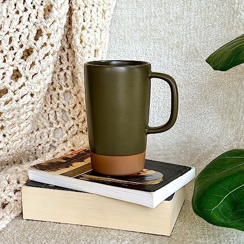 Olive Mora Ceramics Large Tea Mug with Infuser & Ceramic Lid - 18 oz, Rustic Matte Finish