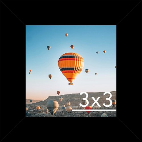 JCJMY 3x3 Black Picture Frame - Sturdy Tabletop Photo Frame with Shatter-Resistant Plexiglass