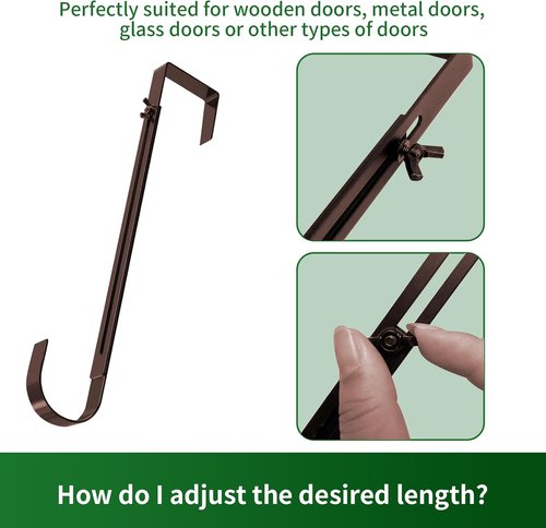 Adjustable Metal Wreath Hanger by [Brand Name] - 12-20 Inch Over The Door Hook for Indoor/Outdoor Use | Holds Up to 20 lbs