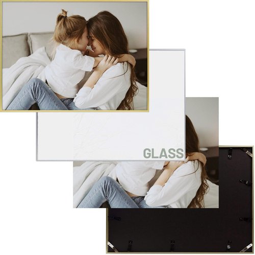 Frametory, 18x24 Aluminum Picture Frame, Real Glass Front, Display 18 x 24 Photo for Wall, 18 by 24 Poster Frame, Hook for Horizontal/Vertical Mount (Gold 1 Pack)