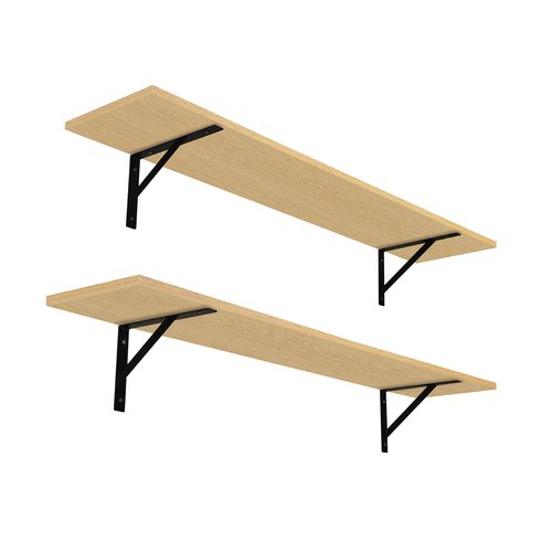 DINZI LVJ Long Wall Shelves, 47.3Inch Wall Mounted Shelves Set of 2, Extra Large Storage Ledges with Sturdy Metal Brackets for Living Room, Bathroom, Bedroom, Kitchen, Natural