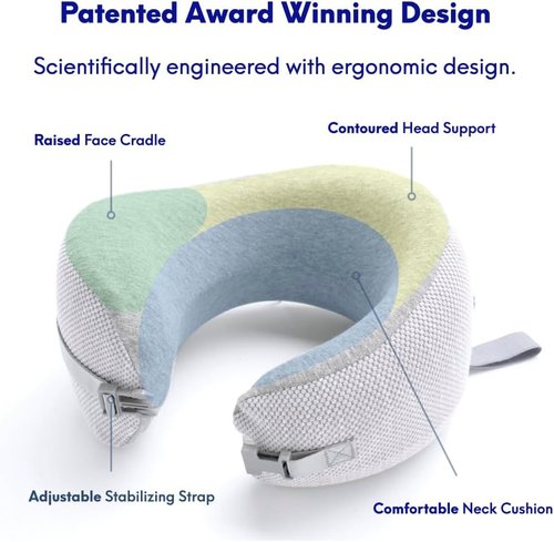 C CUSHION LAB Travel Pillow - Award-Winning Ergonomic Memory Foam for Neck Support | Compact Gray Design