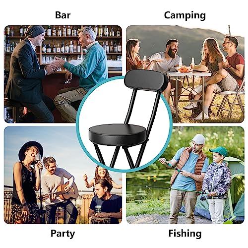 24-Inch Cushioned Folding Bar Stool, Heavy Duty Portable Counter Chair