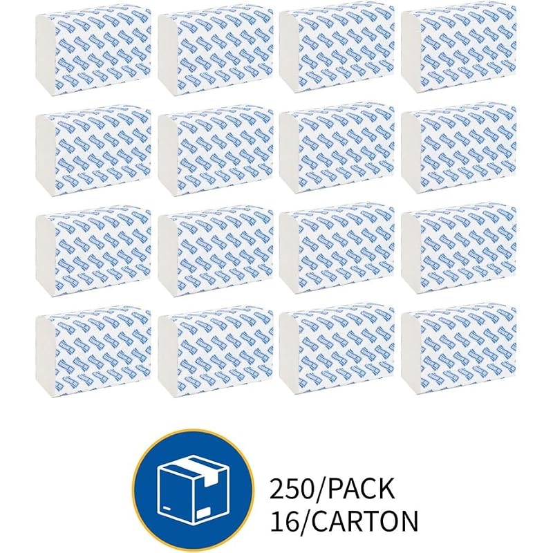 White 1-Ply Multifold Paper Hand Towels - 250 Sheets/Pack, 16 Count