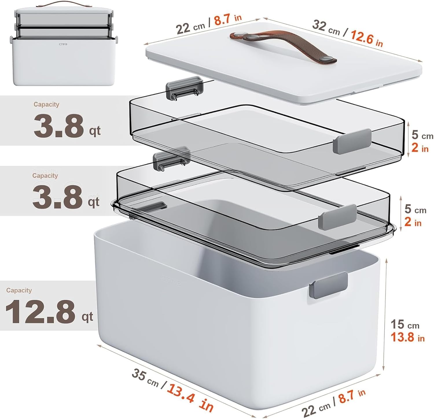 Spreezy 3-Tier Medicine Organizer - Portable Stackable Storage Box with Clear Compartments for Pills & First Aid