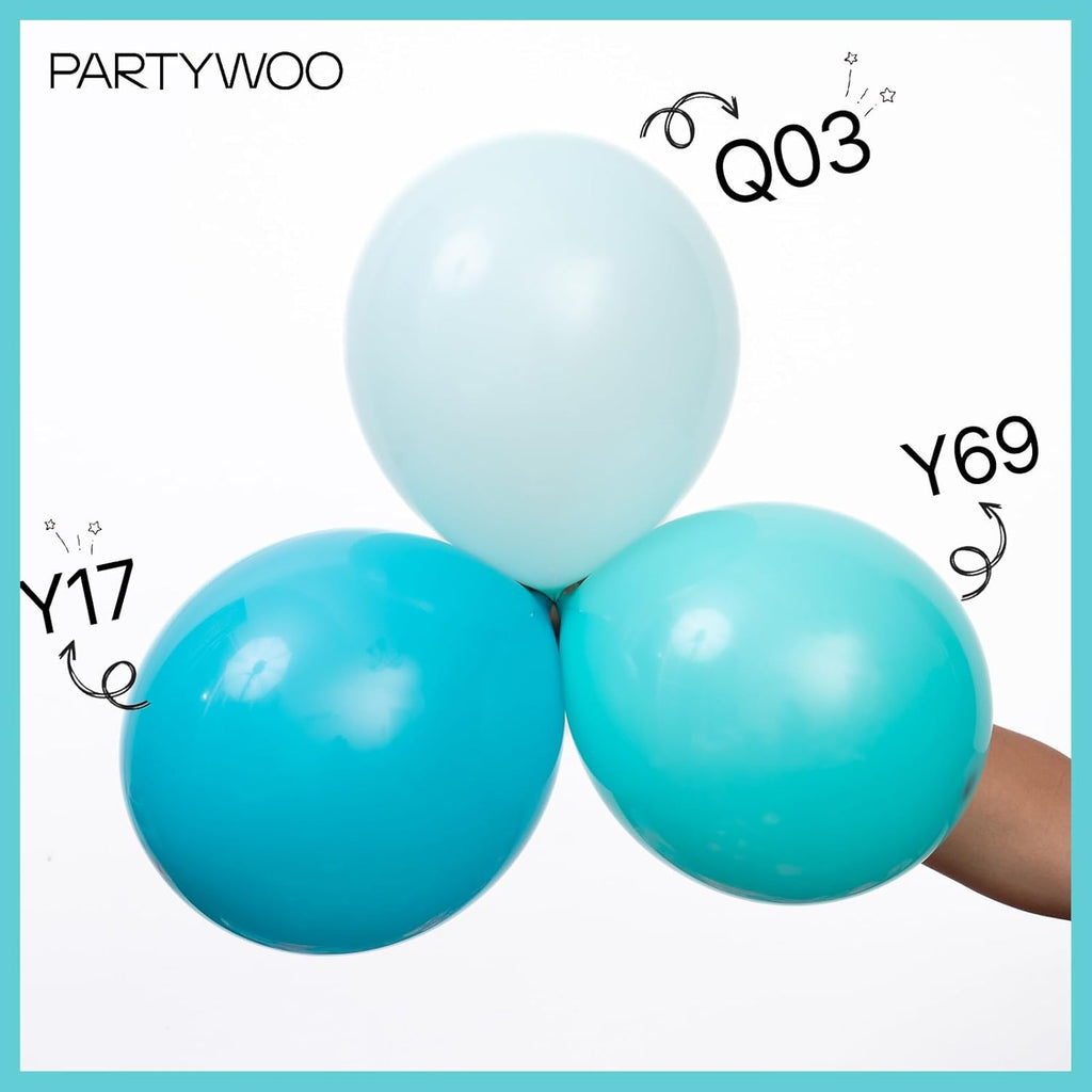 PartyWoo Teal Balloon Arch Kit - 127-Piece Set with 5 to 18-Inch Balloons for Baby Showers & Birthdays