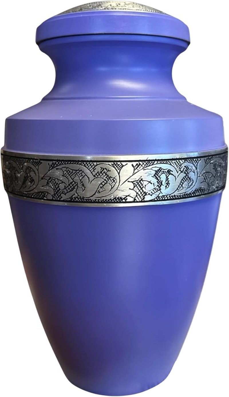 Modern Memorials Cremation Urn for Ashes - Large Urn for Man & Women - 200 Cubic Inches - Includes Velvet Storage Bag - Purple