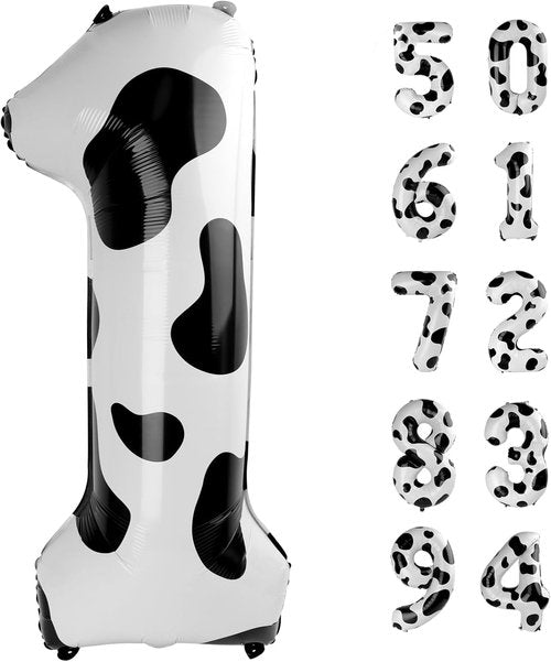 IWERP Cow Print 40-Inch Number Balloon - Unisex Birthday Party Decoration | Reusable & Self-Sealing