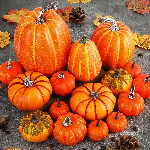 16 Pcs Artificial Foam Pumpkins for Fall Halloween Decor