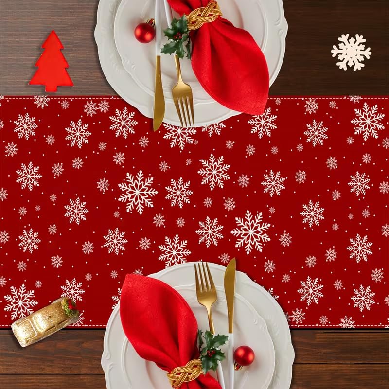 CQFusSTORE Christmas Snowman Gingerbread Table Runner 13x36 Inch Holiday Decor