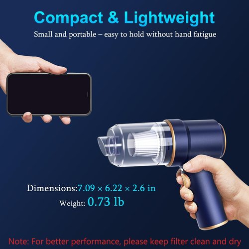 KMM Handheld Car Vacuum Cleaner - 9000Pa High Power with LED Light & Multi-Nozzles | Ideal for Home & Pet Use