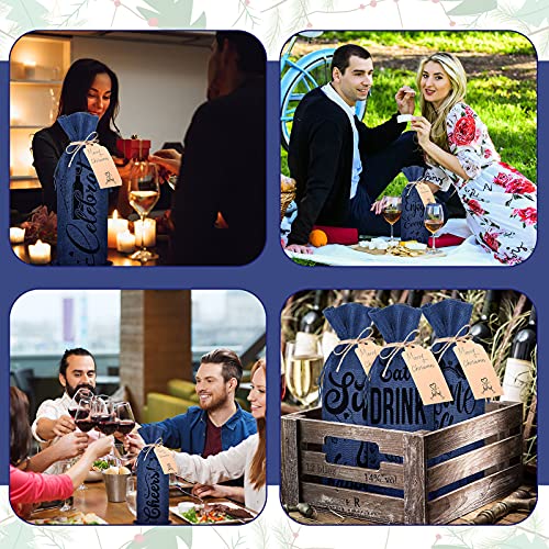 Shappy Royalblue Christmas Wine Bags Set with Cards, 10 Pieces