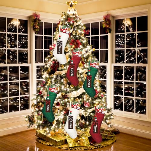 18 Pack Christmas Stockings with Lights – 18'' Cable Knit Stockings