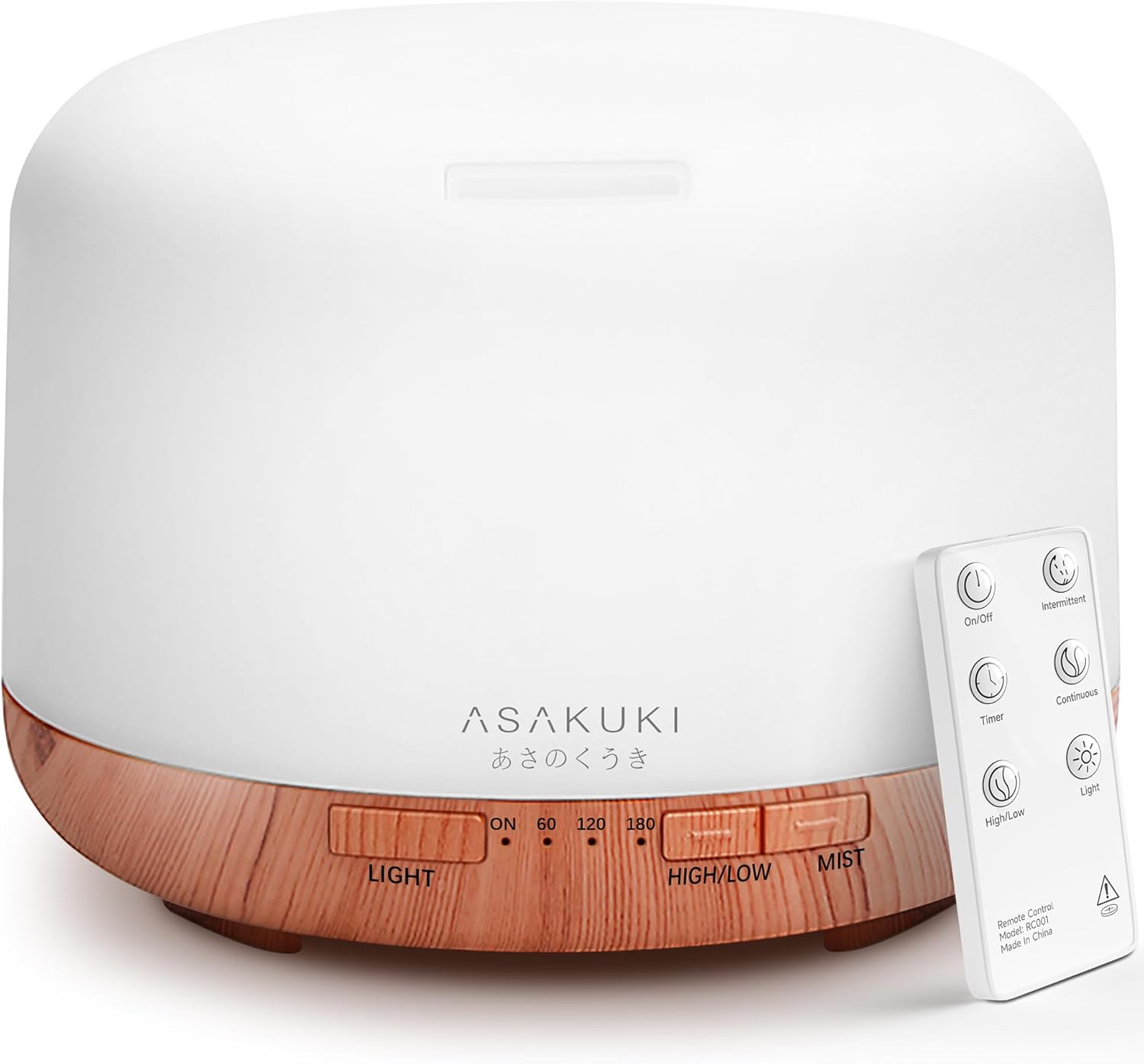 ASAKUKI Essential Oil Diffuser - 500ML Aromatherapy Humidifier with Remote Control & 7 Color LED Lights | Perfect Gift for Mom (Yellow)