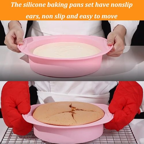 Acidea Nonstick Silicone Bakeware Set - 7-Piece BPA-Free Heat Resistant Baking Kit with Brush for Cakes & Muffins
