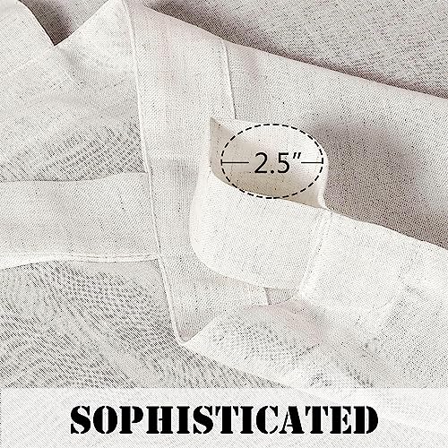 H.VERSAILTEX 2 Pack Ultra Luxurious Solid High Woven Linen Elegant Semi Sheer Curtains 7 Tab Top Breathable and Airy Drapes for Bedroom/Living Room - 52 by 96 Inch, Set 2 Panels, Heathered Natural