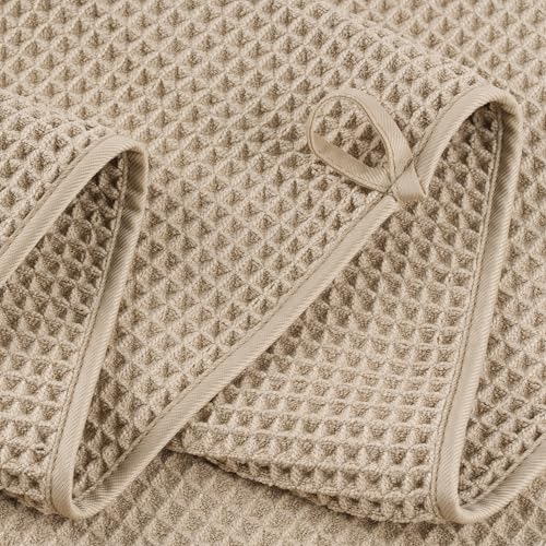 POLYTE 430 GSM Microfiber Waffle Weave Bath Towel Set of 6