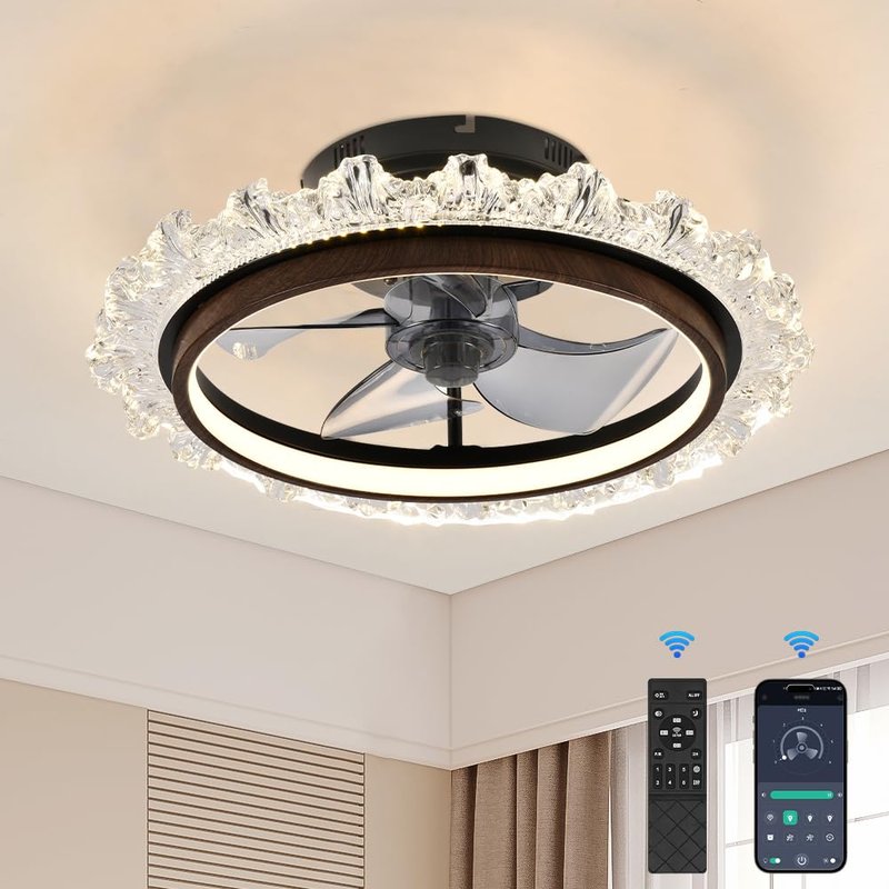 lumasphere Ceiling Fan with Lights and Remote & APP, 15.7” Modern Low Profile Ceiling Fans with Light, No Assembly Required, 3000K-6000K Dimmable, 6 Wind Speeds for Bedroom and Kids Room