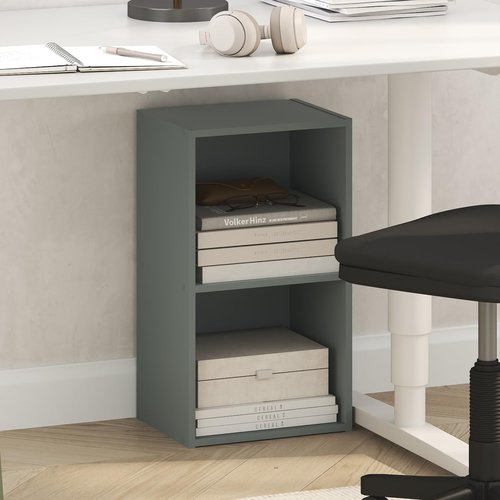 Furinno PASIR Bookshelf - 2-Tier Modern Open Shelves Bookcase | Easy Assembly, Sage Green, 9 x 12 x 21