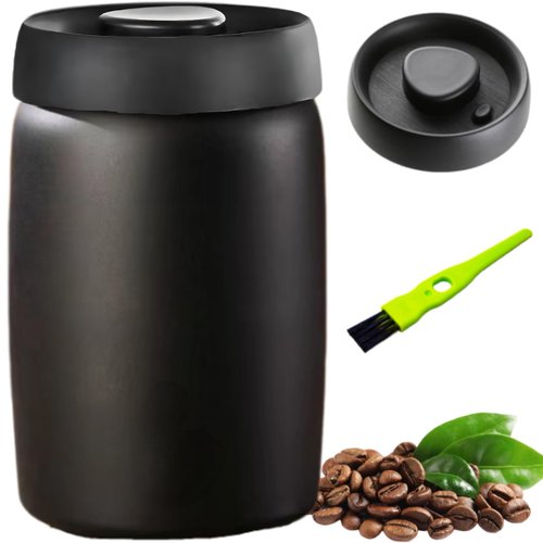 HelpyLife Coffee Vacuum Canister - 16oz Airtight Stainless Steel Food Storage | Press Out Excess Air, Perfect for Coffee Beans & Tea