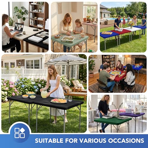 Enjoyidea Red 36x36 Inch Card Table Covers 2-Pack Fitted Elastic Spandex