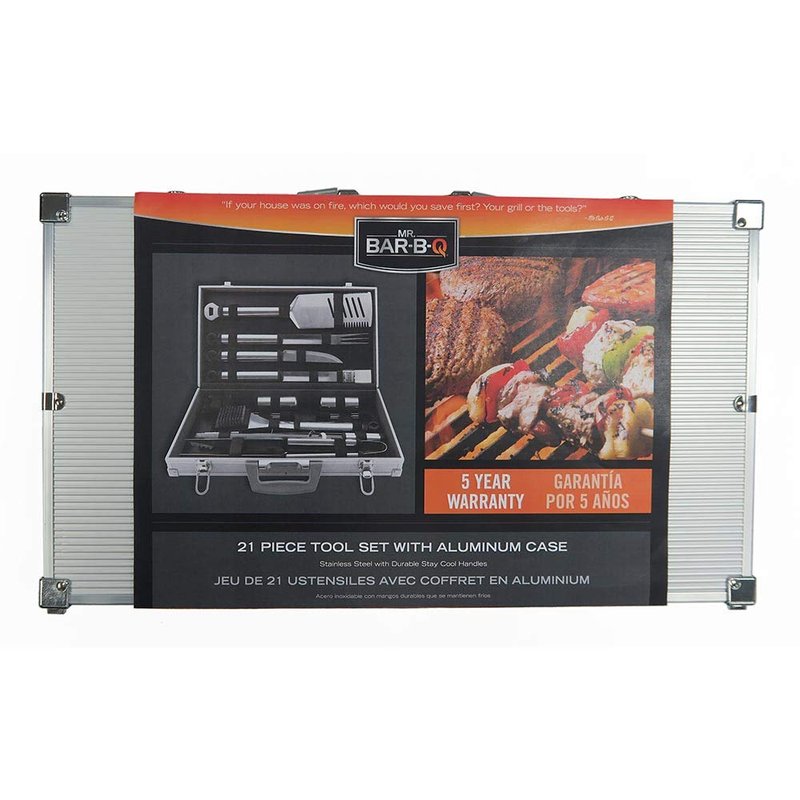 Mr. Bar-B-Q 02066Y Silver Prestige 21-Piece Tool Set In Case