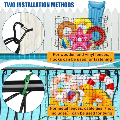 Extra Large Pool Toy Storage Net - 71"x47" Mesh Organizer with Hooks