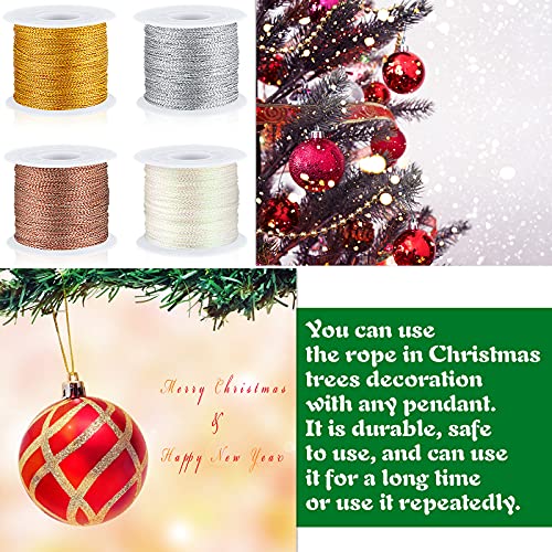 Metallic Cord Tinsel Rope 1mm for Gift Wrapping and DIY Crafts (440 Yards)