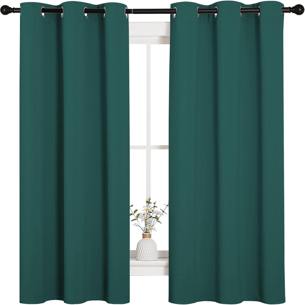 NICETOWN Blackout Curtains - Thermal Insulated Grommet Drapes for Dining Room | Hunter Green, 42x63 Inch (1 Pair)