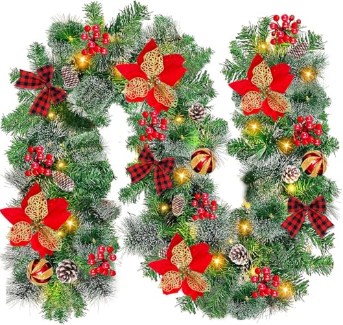 6 Ft Christmas Garland with Lights Battery Operated Prelit Decor Indoor Outdoor